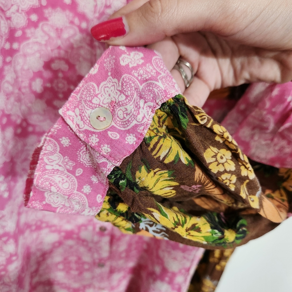 POL | New Paisley & Floral Oversized Button Up Top Medium - Picture 3 of 5